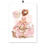 P&otilde;hjamaade Kawaii Fawn Bunny Fox Printsess Crown Wall Art l&otilde;uendimaaling Plakatid ja graafika lastetoa kaunistuspildid 21X30cm No Frame
