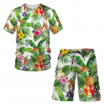 Hawaii meeste dressid Fruit Plant 3D Prinditud T-s&auml;rk L&uuml;hikesed p&uuml;ksid Komplektid 2 osa T&auml;navar&otilde;ivad Suurem&otilde;&otilde;tmelised spordir&otilde;ivad Ranna&uuml;likonnad Riided 6XL