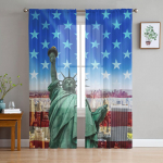Ameerika lipu vabadus juuli iseseisvusp&auml;ev T&uuml;llist l&auml;bipaistvad kardinad elutoa kaunistamiseks Magamistoa kaunistamiseks Voile organza kardinad W135 x H115cm x1