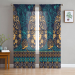 Kunst Islami Lilled Lehed T&uuml;ll Aken Kardinad Elutuba Organza l&otilde;ng L&auml;bipaistev Voile kardin Magamistuba K&ouml;&ouml;k Kodukaunistus kardin W135 x H115cm x1