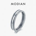 MODIAN Vintage virnastatav s&otilde;rmus 925 Sterling H&otilde;bedane keerdkujuline disain, v&otilde;luv s&otilde;rmes&otilde;rmus t&uuml;drukutele, naiste ehted 5 h&otilde;be