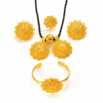 Etioopia kullatud pruudi ehete komplektid kaelakee k&otilde;rvar&otilde;ngad k&auml;ev&otilde;ru s&otilde;rmus Kingitused pulmaehete komplekt naistele