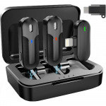 Juhtmeta Lavalier mikrofonid, 2 komplekti 2,4G klambriga minimikrofon koos m&uuml;rasummutusega video salvestamiseks, intervjuuks, videologimiseks, otse&uuml;lekandeks for Iphone