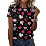 Moodne naiste T-s&auml;rk armastuse kujuga graafilise 3D-prindiga l&uuml;hikeste varrukatega, suvised &uuml;lisuured pol&uuml;esterkiust riided M