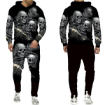 Meeste dressir&otilde;ivad s&uuml;gis- ja talvine kapuuts + p&uuml;ksid, kaheosaline komplekt Lahe 3D pealuuprintiga Meeste mood kapuutsid dressipluusid &uuml;likonnad S