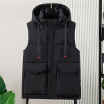 S&uuml;gisene Oversize kapuutsiga vest Mees Uus Pluss Suurus L-8XL Must T&otilde;mblukuga Varrukateta Jakid Talvised vabaaja Paks Soe Meeste &Uuml;ler&otilde;ivad L must