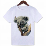 Mood Summer Vestidos L&uuml;hikeste varrukatega Puhasv&auml;rviline T-s&auml;rk &Uuml;mara kaelaga vabaaja vabaaja koalatr&uuml;kiga valge unisex T-s&auml;rk S