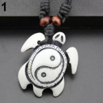 Retro naiste meeste kunstluust vaha n&ouml;&ouml;r Yin Yang Tai Chi kilpkonna ripats kaelakee kingitus pruun
