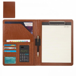 Kaasaegne A4 konverentsikaust Ehtne nahast portfell-korraldaja kalkulaatoriga JKL None pruun