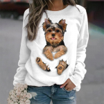 Suvine naiste T-s&auml;rk Moodne 3D Prinditud Kawaii Kitten Print pikkade varrukatega t&uuml;druk Crewneck avara T-s&auml;rk Top Casual Pullover XXXL