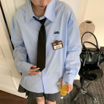 Kevadine ja s&uuml;gisene uus naiste preppy stiilis s&auml;rk Jaapani &uuml;hev&auml;rviline naiste pluus vabaaja pikkade varrukatega &otilde;huke mitmek&uuml;lgne &otilde;pilase ID lipsu disainiga top S