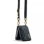 N&ouml;&ouml;riga Crossbody rahakoti&uuml;mbris Samsung Galaxy Z Flip 5 4 3 retronahast hoidiku ja rihmaga For Galaxy Z Flip 5 must