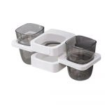 Vannitoa tarvikud &auml;ravooluriiul Hambapasta hoiustamisrest Suuvee tassirest Elektriline hambaharja Korraldaja Hambaharja hoidik valge