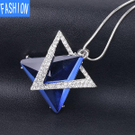 Meeste Kaelakee Kolmnurga Ripats Kaelakee David's Star Crystal Long Kaelakee Ehted hall