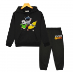 Stumble Guys 2 tk Kapuutsiga Komplektid S&uuml;gis pusa Vabaaja poiss t&uuml;druk pullover+p&uuml;ksid Fliisjakk Anime kapuutsiga laste butiikriided 160 must