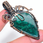 Natural Malachite Gemstone Handmade Copper Wire Wrap Gift Pendant 2.72 y0q85