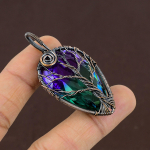 Natural Bi Color Tourmaline Gemstone Copper Wire Wrap Jewely Pendant 2.2 y9j85
