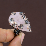 Natural Rose Quartz Gemstone Handmade Copper Wire Wrap Ring Size 9.5 f0k33