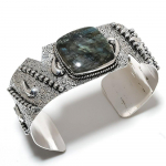 Natural Labradorite Handmade 925 Sterling Silver Cuff Bangle Adjustable y9v67