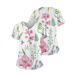 Naiste mood tr&uuml;kitud t&ouml;&ouml;vorm tasku T-s&auml;rgiga l&uuml;hikeste varrukatega L sinine