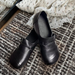 Nahast kingad Naiste kevadised ja s&uuml;gisesed &uuml;hev&auml;rvilised mugavad pehme p&otilde;hjaga &uuml;mmarguse pandlaga lame kontsaga pandla retro mitmek&uuml;lgsed kingad 35 must