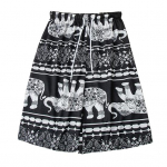 Naiste l&uuml;hikesed p&uuml;ksid Thiland Elephant Print pingutusn&ouml;&ouml;r elastne v&ouml;&ouml;koht lahtine pehme hingav puhkusereisimine p&otilde;lvede pikkuseks must valge v&auml;rv