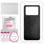 apgo Protective Skin Sticker for the back compatible with Xiaomi Poco M4 Pro, Wrap Film, Foil, Vinyl - Pattern Black Leather