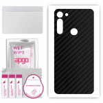 apgo Protective Skin Sticker for the back compatible with Motorola Moto G8, Wrap Film, Foil, Vinyl - Pattern Carbon Black