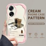 Armas koomiksimustriga kreemjas tekstuuriga korpus, lainelise servaga pehme silikoonkaanega telefoni&uuml;mbris OPPO Reno Realme jaoks OPPO A15 valge