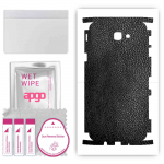 apgo Protective Skin Sticker for the back+sides compatible with Samsung Galaxy J5 Prime, Full Wrap Film, Foil, Vinyl - Pattern Black Leather