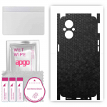 apgo Protective Skin Sticker for the back+sides compatible with Oppo F21 Pro 5G, Full Wrap Film, Foil, Vinyl - Pattern Black Honeycomb