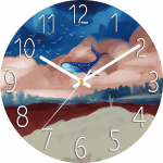 Digitaalne madala m&uuml;ratasemega seinakell, 30 cm/12-tolline pilvine taevas seinakell Kvartskell Vaikne Vaikne Lihtne kell kodukaunistuseks Lastetuba Cloudy Sky