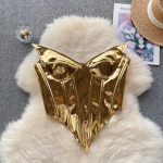 Hotsweet Naiste Crop Top Rihmadeta Ebakorrap&auml;rase L&otilde;ikega Varrukateta &Uuml;ler&otilde;ivas Bustier S&auml;delev Ins &Uuml;hev&auml;rviline Camisole S&uuml;gis Dropship S kuld