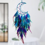 India Moon Dreamcatcher Tuulekellad K&auml;sitsi kootud sulgedega toa seinale riputatav ornament Loominguline autoripats S&uuml;nnip&auml;evakingitus Kodukaunistus