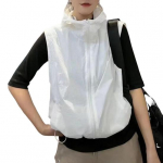 Naised, veskid, kapuutsiga kardigan, varrukateta pingutuspael lahtine p&auml;ikese&auml;&auml;r, &uuml;hev&auml;rviline t&otilde;mblukk ja kaitse vabaaja spordialad S valge