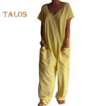 Naiste kombinesoon, V kaelus, l&uuml;hikeste varrukatega, s&uuml;gava jalgevahega, &uuml;hev&auml;rvilised, suured taskud, t&auml;ispikkuses igap&auml;evaseks kandmiseks m&otilde;eldud kombinesoon XL sinine