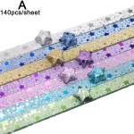 140 lehte Glitter Origami Stars Paberiribad Lucky Kokkupandav isetegemise tarvikud Dekoratsioon V&auml;rv Kunst K&auml;sit&ouml;&ouml; K&auml;sit&ouml;&ouml;paber Star H O9s9
