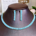 CMM 2TK Euroopa ruudukujuline looduslik tsirkoon Retro etniline kaelakee rippk&otilde;rvar&otilde;ngad mood Lucky naiste ehete komplekt sinine