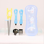 Lilpang Cinnamoroll Proofing Chopsticks lusikakahvli &uuml;mbris, korrektuuripulgad+lusikas+kahvel+&uuml;mbris, Erinevad v&auml;rvid, 1 komplekt, Korea populaarsed lauan&otilde;ud white