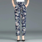 WTEMPO Suured suurused k&otilde;rge elastse v&ouml;&ouml;kohaga lahtised vabaajap&uuml;ksid taskutega naistele j&auml;&auml;siidist &otilde;hukesed tr&uuml;kitud laiad s&auml;&auml;rep&uuml;ksid One Size