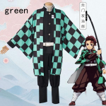 Kimetsu no Yaiba Demon Slayeri kost&uuml;&uuml;m Kamado Tanjirou Nezuko Agatsuma Zenitsu Tomioka Giyuu Muzan Cosplay anime M roheline