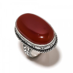 Natural Carnelian Gemstone Handmade 925 Sterling Silver Ring Size 10 p1q22