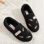 Naiste hubased Memory Foam Loafer kingad sooja fliisvoodriga suletud seljaga majakingad libisemiskindla sisetingimustes kasutatavate v&auml;listingimustes kasutatavate kummitallaga lameda platvormiga kingad 35 must