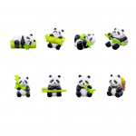 8 tk/komplekt bambusest panda kujuke PVC istuv lamav Lucky Panda kuju skulptuur miniloommudel kodukontori t&ouml;&ouml;laua kaunistus 8pcs