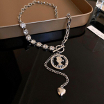 Uus moodne h&otilde;betatud &uuml;mmargune portree ripatsiga kaelakee naistele, t&uuml;drukutele, temperamendiga ehted, peokink