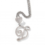 Uus A-Z t&auml;hed Armastuse s&uuml;da kuju ripats kaelakee Hip Hop Mikro sillutatud Kuup tsirkoonium ripats kingituseks 20cm kuld