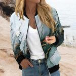 Naiste mood Casual Gradient Print Jope T&otilde;mblukuga Taskutega Jope S