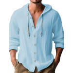 Meeste puuvillased linased s&auml;rgid pikkade varrukatega kapuutsiga kardigan T-s&auml;rk Meeste pluus suvine s&uuml;giss&auml;rgid Hawaii rannas&auml;rgid L