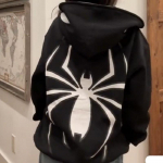 T&auml;ielik t&otilde;mblukuga Spider Hoodie Naiste Meeste T&auml;navar&otilde;ivad Harajuku Graafiline Suur jakk Kapuutss&auml;rk Punk Gothic Y2K Riided Dressipluus 6XL