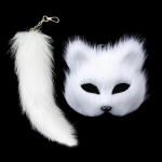 Seksikas maski ja sabakomplekt Halloweeni cosplayd kost&uuml;&uuml;mid aksessuaarid kassid mask saba pool n&auml;gu Kunstkarusnahad rebased saba kohtingud &otilde;htused asjad valge